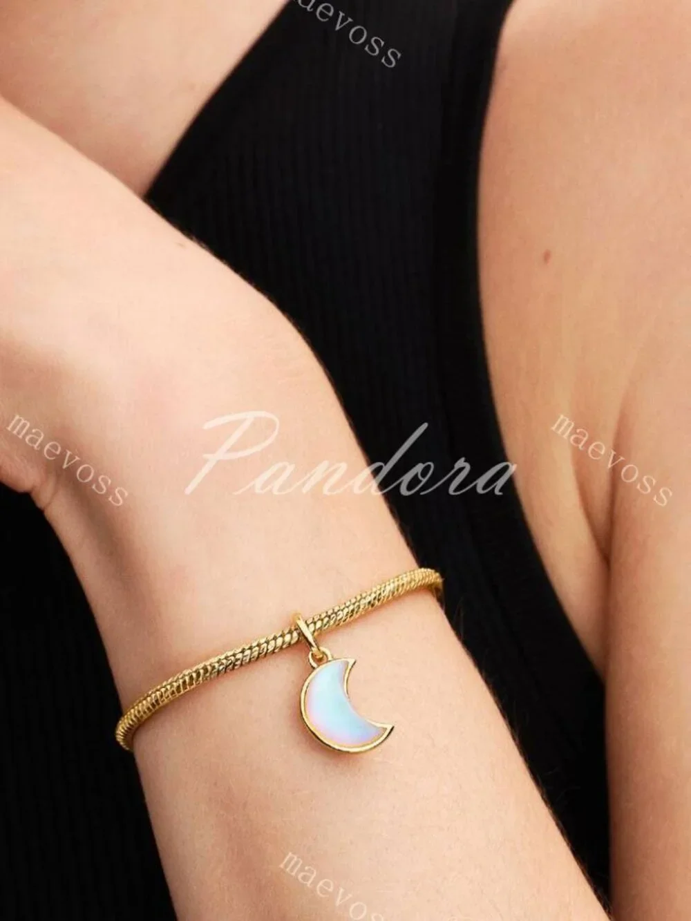 Sparkling Crescent Moon Dangle Charm